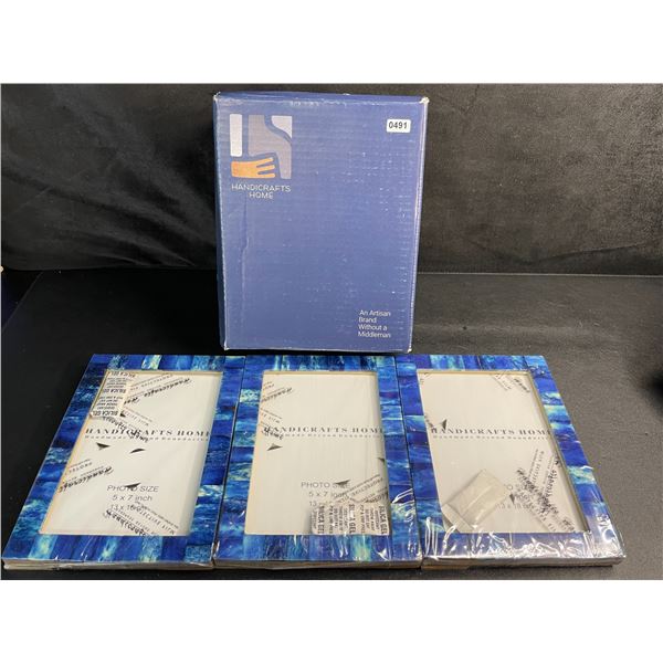 3-Pack of Handicrafts Home 5 x 7 Inch Photo Frames - Blue Frame - New