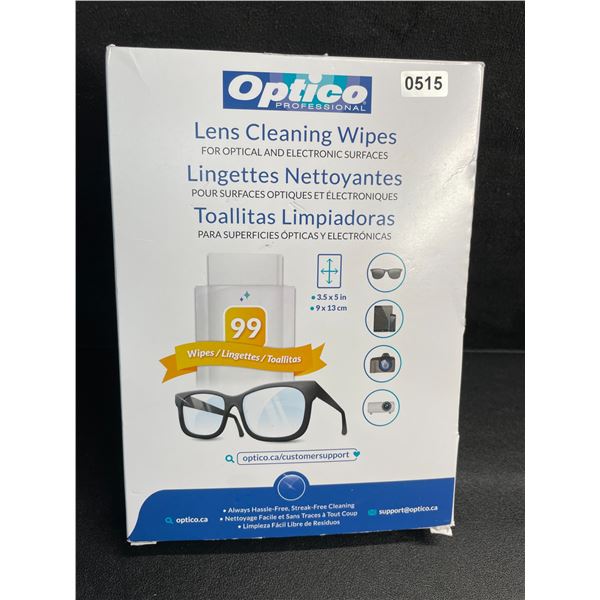 1 Box of Optico Lens Cleaning Wipes - 99 Wipes - For Electronics/Optical - New