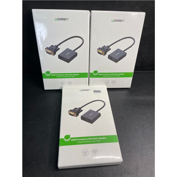 Lot of 3 UGreen HDMI Female to VGA Male Adapters - New Sealed