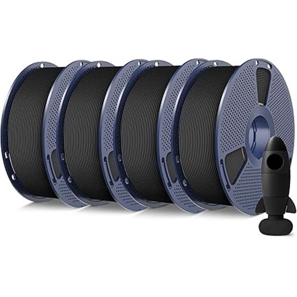 4-Rolls of Sunlu 3D Printing Filament - PLA Matte Black 1.75mm 3D Printer Filament - New Sealed!