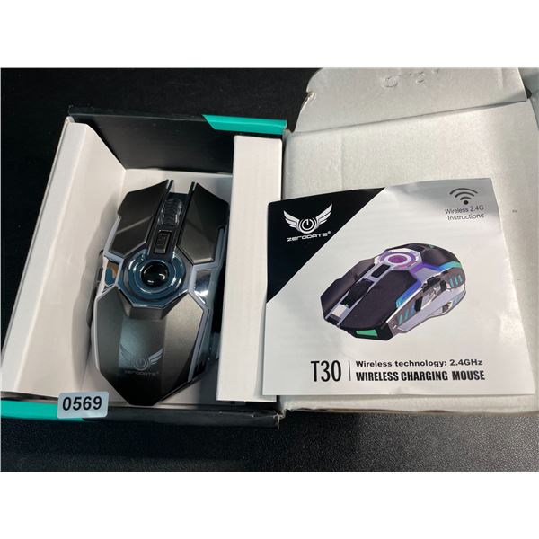 ZeroDate T30 Wireless Charging Mouse - RGB Light-Up Ergonomic Gaming Mouse - New