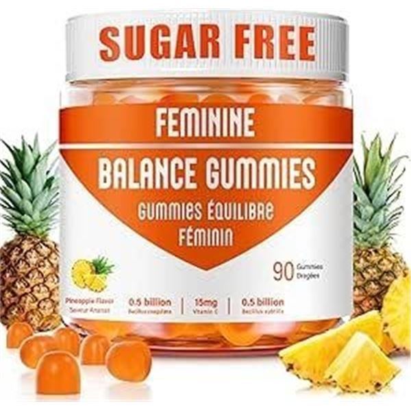 Feminine Balance Gummies - Pineapple Flavor (90 Count) Supports Immunity/Optimizes pH - New