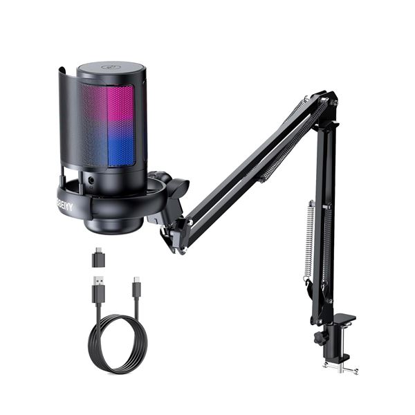 BBEIYY RGB Condensor Microphone with Adjustable Arm Boom - New