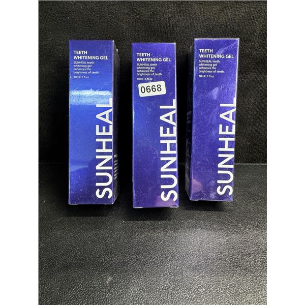 3 Boxes of SunHeal Teeth Whitening Gel Toothpaste - Helps Whiten and Brighten Teeth - New