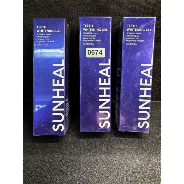 3 Boxes of SunHeal Teeth Whitening Gel Toothpaste - Helps Whiten and Brighten Teeth - New