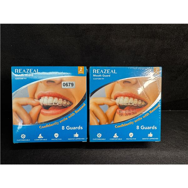 Reazeal 8-Pack of Custom Fit Mouth Guards - 2 Sizes Included - New