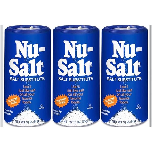Lot of 6 Nu-Salt Sodium-Free Salt Substitutes - 3oz Shaker Bottles - New