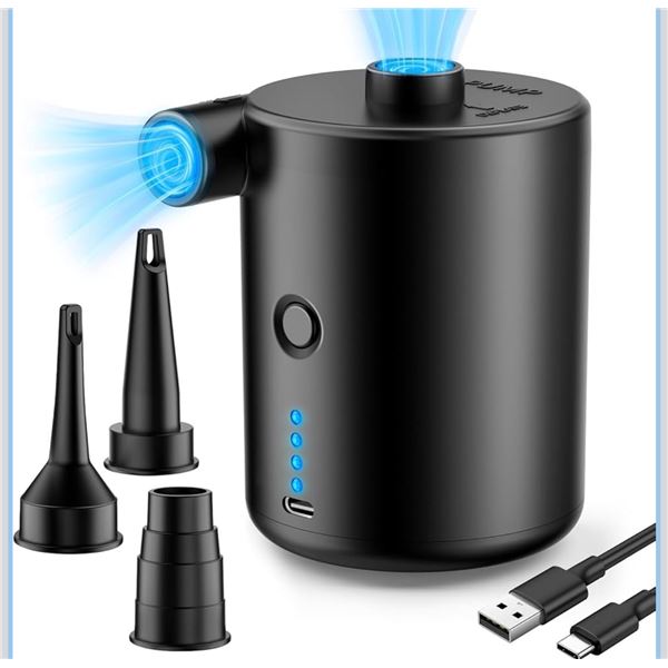 1 Portable USBC Rechargeable Electric Air Pump for Quick Inflation and Deflation - New