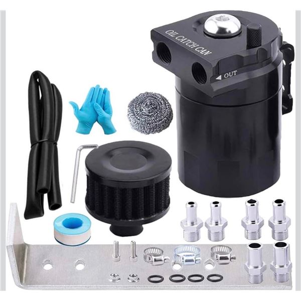 Evil Energy Baffled 300ml Aluminum Oil Catch Can and Separator Install Kit - New