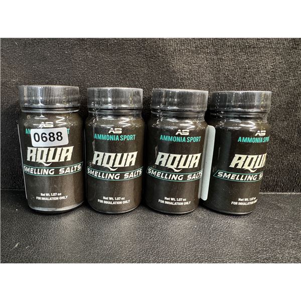 4 Bottles of Ammonia Sport Aqua Smelling Salts for Work Outs/Grogginess/Mental Alertness - New