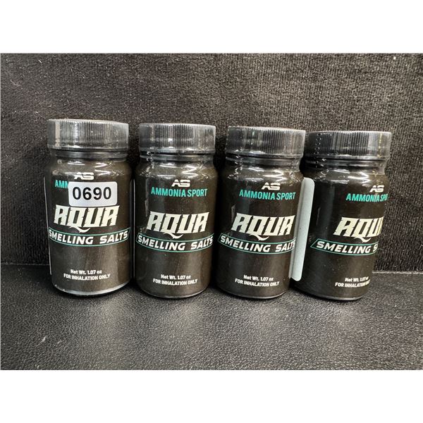 4 Bottles of Ammonia Sport Aqua Smelling Salts for Work Outs/Grogginess/Mental Alertness - New