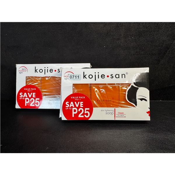2 Packs of Kojie San Skin Brightening Soap (3 x 65g Bars Each) - New