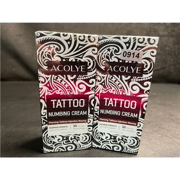 2 Boxes of Acolye Tattoo Numbing Creams - Max Strength/Long-Lasting Numbness (60ml) - New Sealed