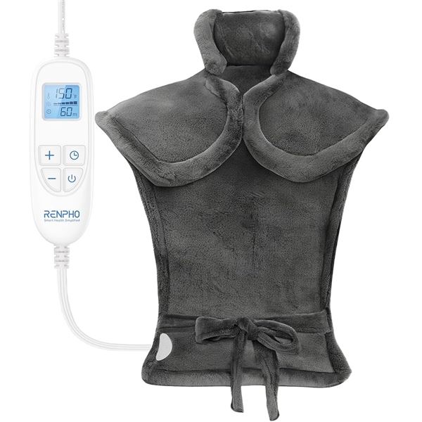 1 Renpho Electric Wearable Heating Pad for Neck/Back/Shoulders - Grey - New (No Box*)