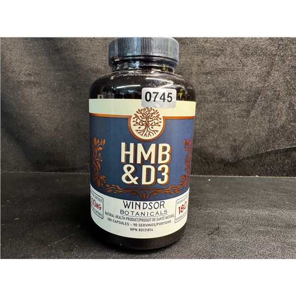 Windsor Botanicals HMB and Vitamin D3 Supplement - 180 Capsules - New
