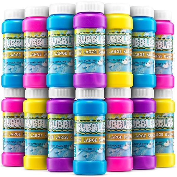 24-Pack Box of Party Bubbles for Kids with Blow Bubble Wands - Assorted Colors - New