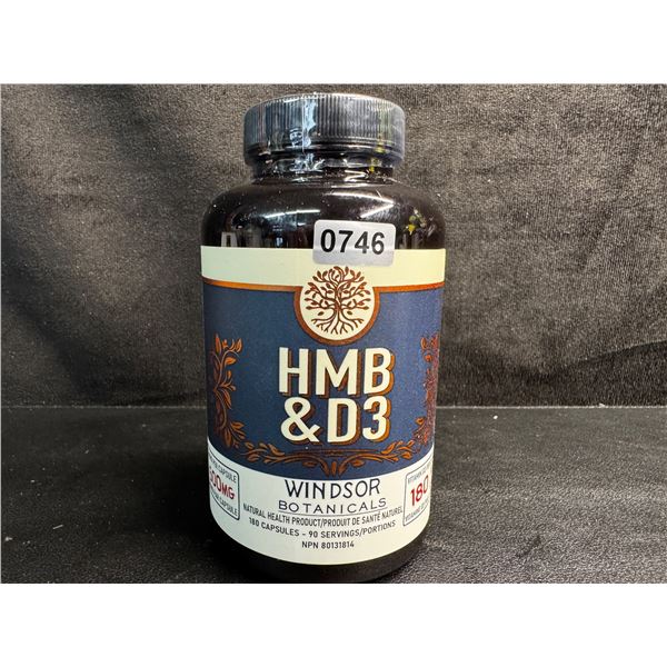 Windsor Botanicals HMB and Vitamin D3 Supplement - 180 Capsules - New