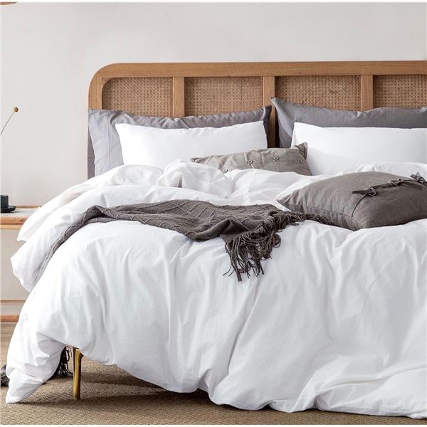 ATSense Home Collection Queen Size 3PC Duvet Cover Set 100% Washed Cotton - New
