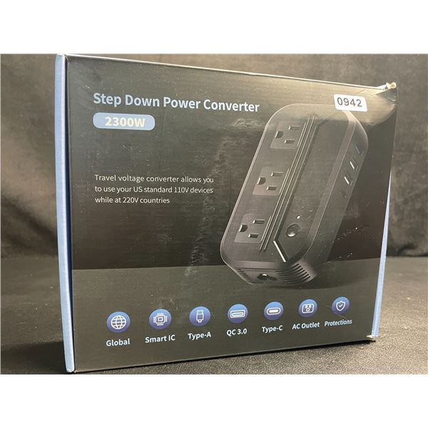 1 Travel Voltage Converter/Step Down Power Converter (2300W) with 7 Conversion Plugs - New