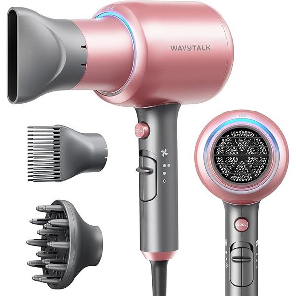 WavyTalk Rose Pink 1875W Ionic Hair Dryer with Advanced Heat Technology - Brand New!