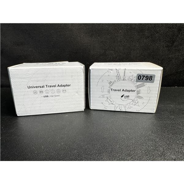 2 Universal Travel Adapters - AUS/EU/US/UK Compatible with x 3 USBC and x2 USBA Ports - New