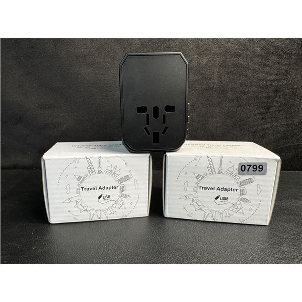 2 Universal Travel Adapters - AUS/EU/US/UK Compatible with x 3 USBC and x2 USBA Ports - New