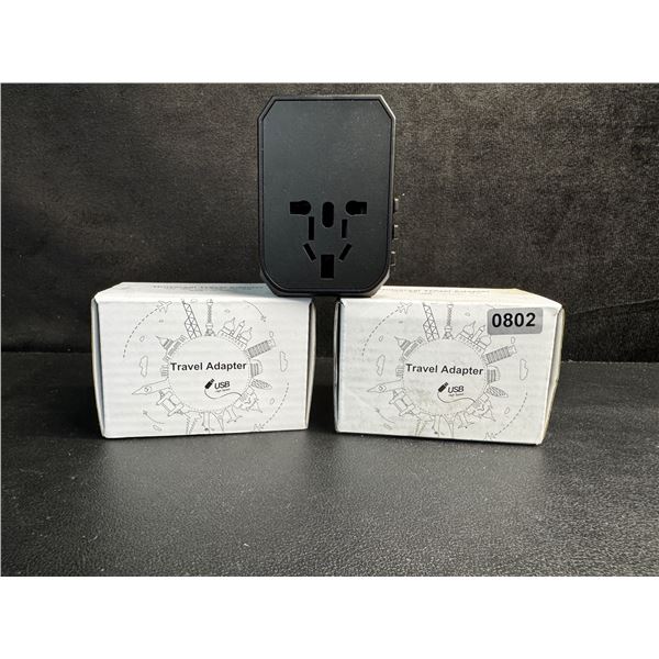 2 Universal Travel Adapters - AUS/EU/US/UK Compatible with x 3 USBC and x2 USBA Ports - New