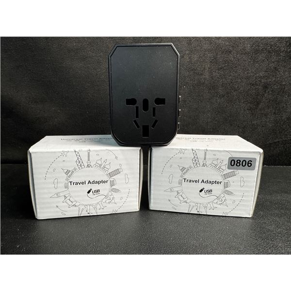 2 Universal Travel Adapters - AUS/EU/US/UK Compatible with x 3 USBC and x2 USBA Ports - New