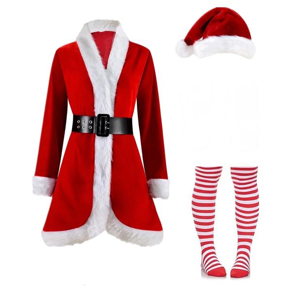 Womens Santa Suit - Robe/Belt/Leggings/Hat Size M/L - New