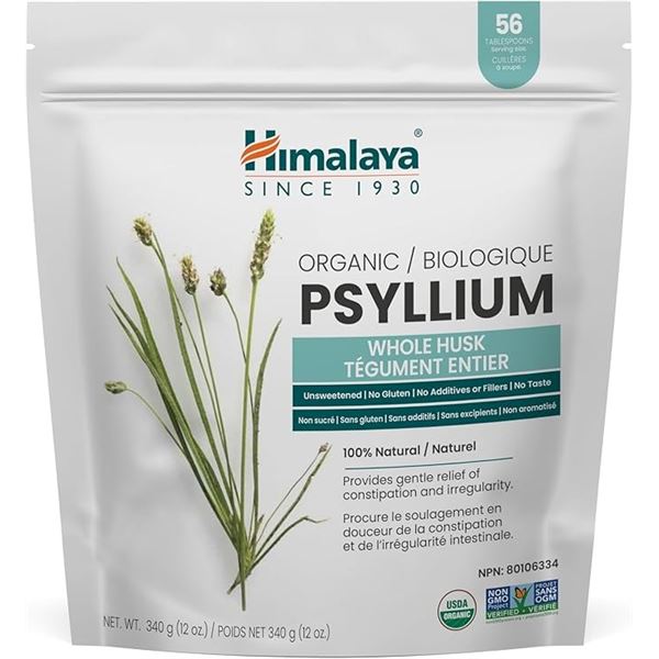 Himalaya Organic Psyllium Whole Husk Natural Fiber Supplement (340g) - New Sealed