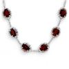Genuine 41.0 ctw Garnet & Diamond Necklace White Gold