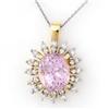 Genuine 8.68 ctw Kunzite & Diamond Necklace 14K Gold
