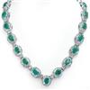 Genuine 37.7 ctw Emerald & Diamond Necklace White Gold