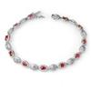 Image 1 : Genuine 4.17 ctw Ruby & Diamond Bracelet 10K White Gold
