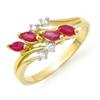 Image 1 : Genuine 0.40 ctw Ruby & Diamond Ring 10K Yellow Gold