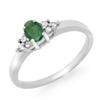 Genuine 0.37 ctw Emerald & Diamond Ring 10K White Gold