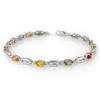 Genuine 3.0 ctw Multi-Sapphire Bracelet 10K White Gold