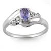 Genuine 0.42ct Tanzanite & Diamond Ring 10K White Gold