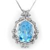 Genuine 18.8 ctw Blue Topaz & Diamond Necklace 14K Gold