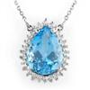 Genuine 14.8 ctw Blue Topaz & Diamond Necklace 14K Gold