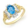 Genuine 0.97 ctw Blue Topaz & Diamond Ring 10K Gold