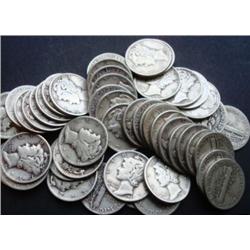 Lot of 100 Mercury Dimes-