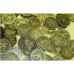 A lot with 10 Barber Quarters- Circulated items  e