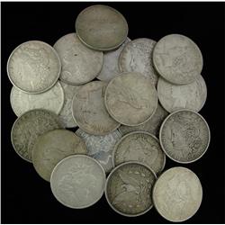 Lot of 25 Peace or Morgan Silver Dollars-