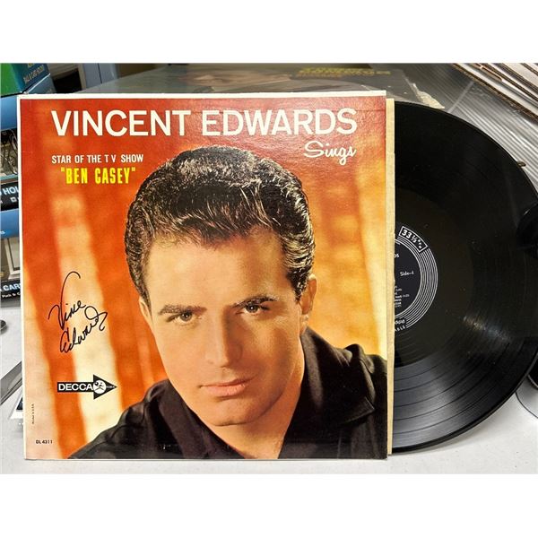 Autographed Vincent Edwards Sings Vinyl LP (1962, Decca, DL 4311) Ben Casey