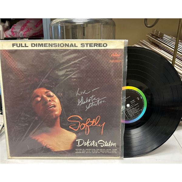 Autographed Dakota Staton - Softly Vinyl LP Record Album Capitol ST-1427