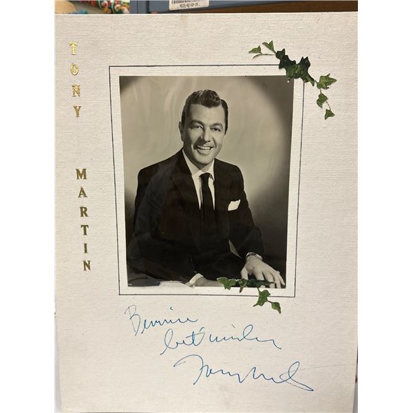 Tony Martin Autographed B&W Photo on Grumbacher Canvas Board Signed Memorabilia