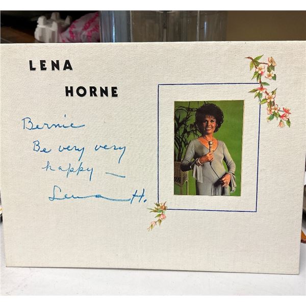 Lena Horne Autographed Signed Photo Card 'Be very very happy' Inscription