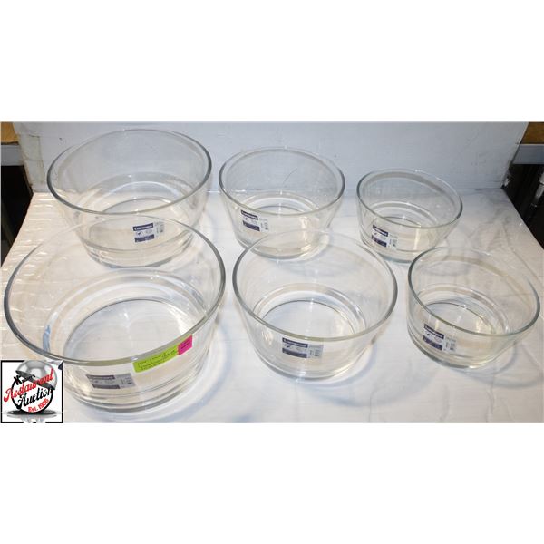 6 NEW LUMINARC UNISSON T GLASS SALAD BOWLS
