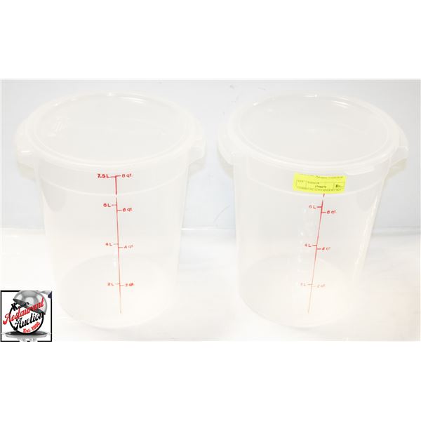 2 CAMBRO 8 QUART / 7.5 LITER ROUND FOOD STORAGE